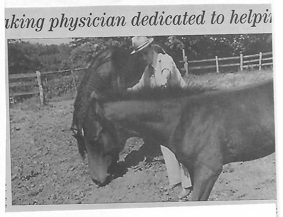 Newspaper clipping of Dr. Elijah Barber and a horse 