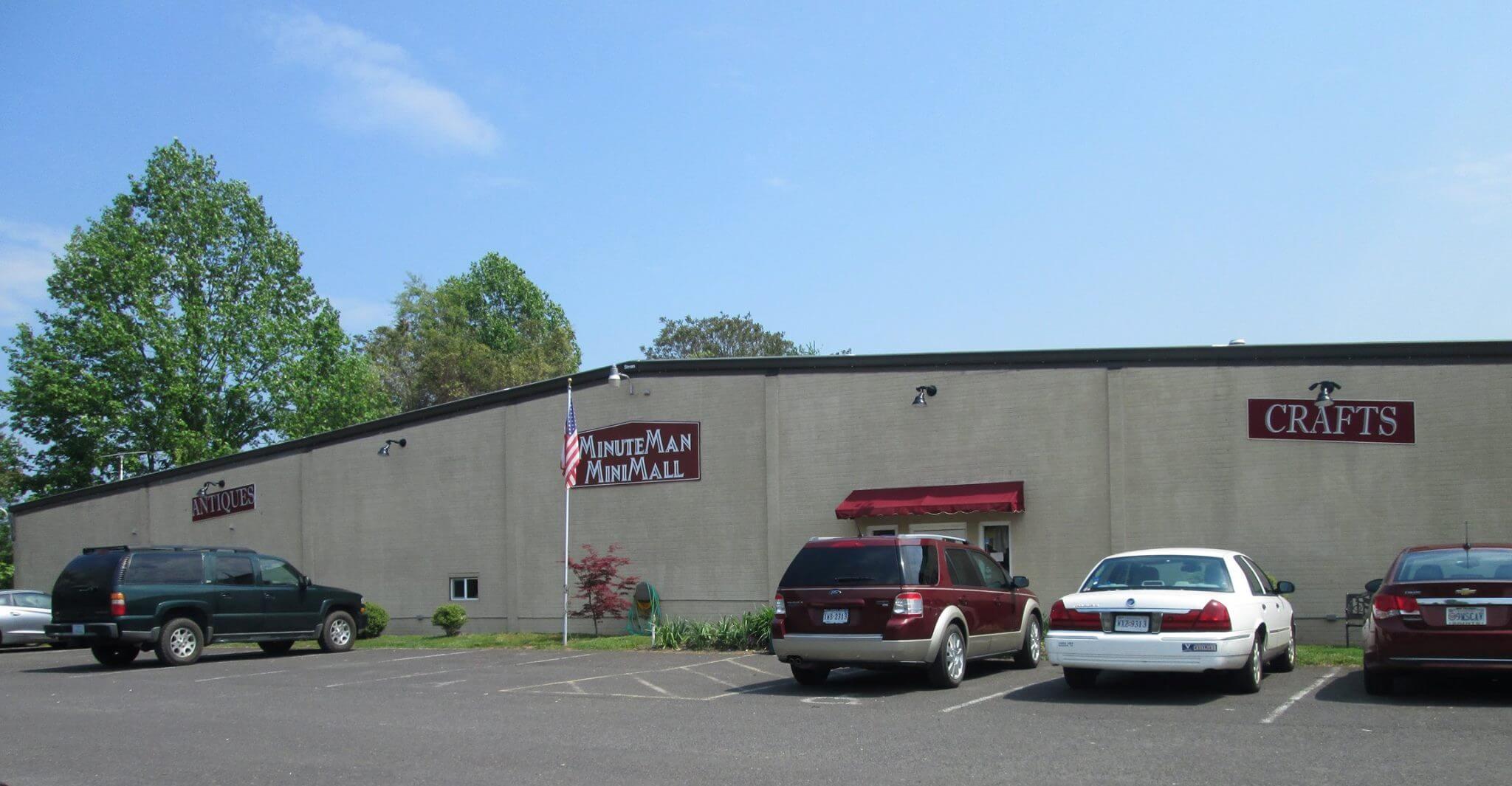 A beige building labeled 