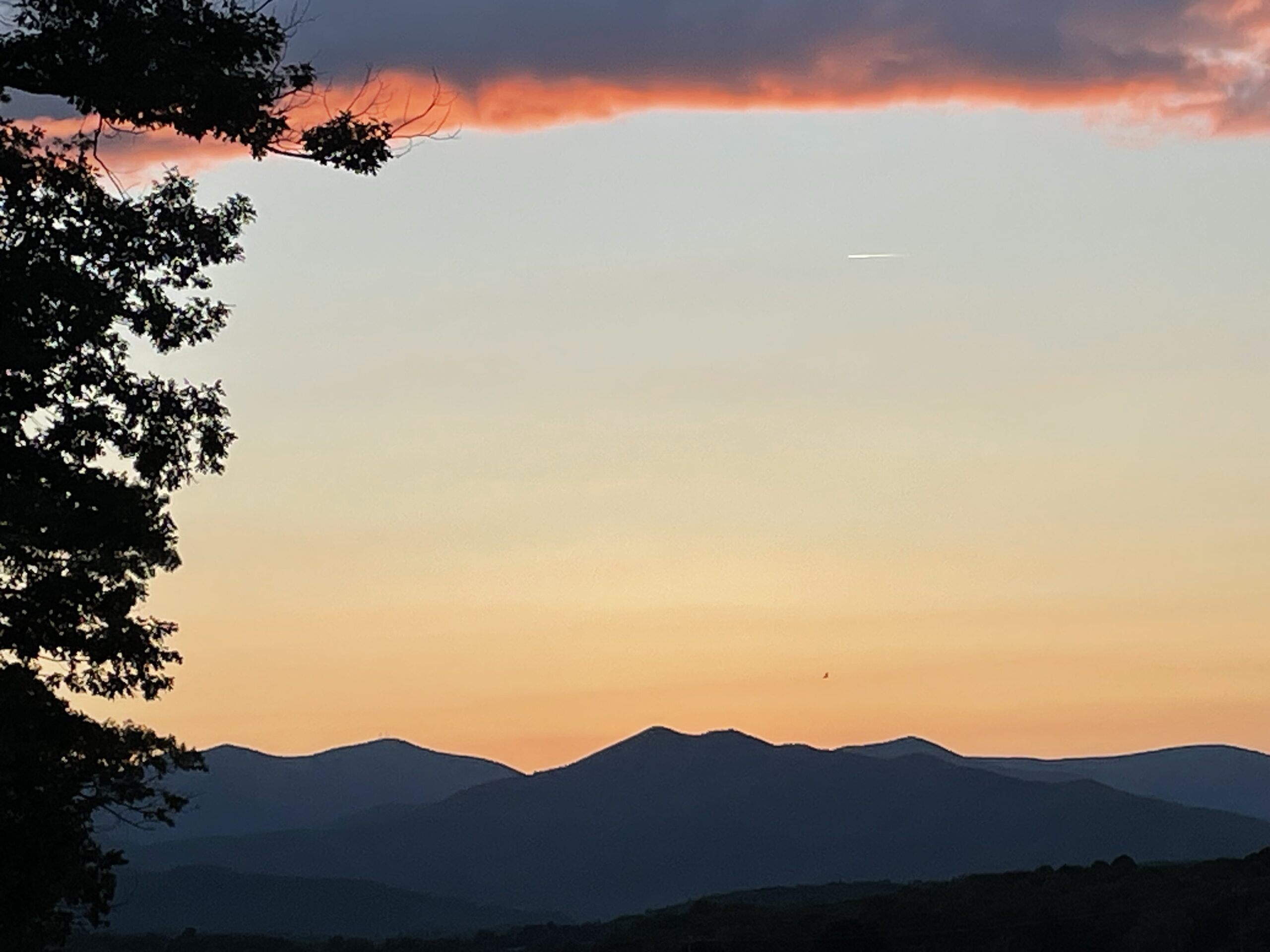 blue ridge mountains with a sunset