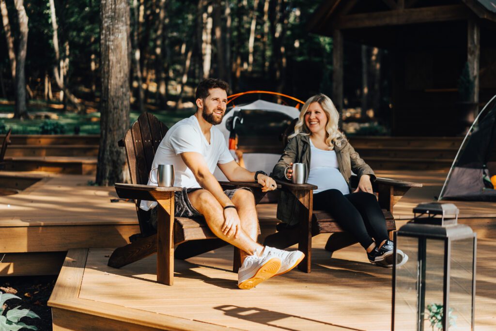 couple in front of a tent