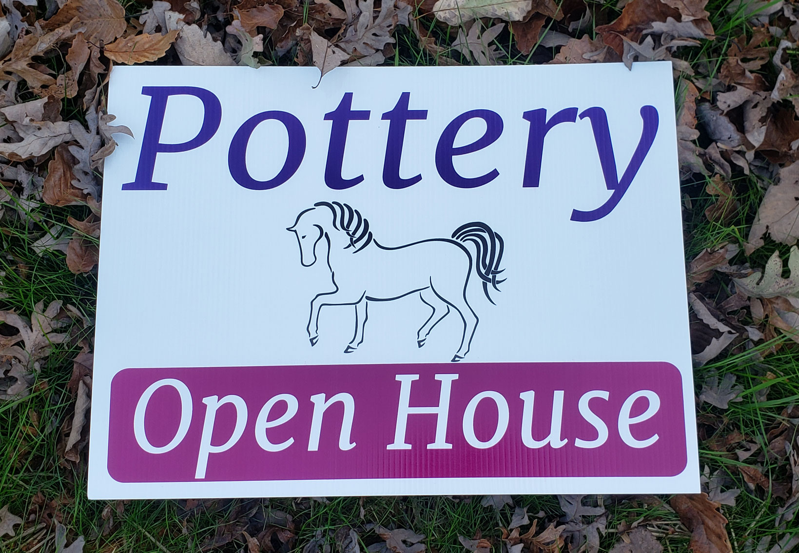 pottery open house sign