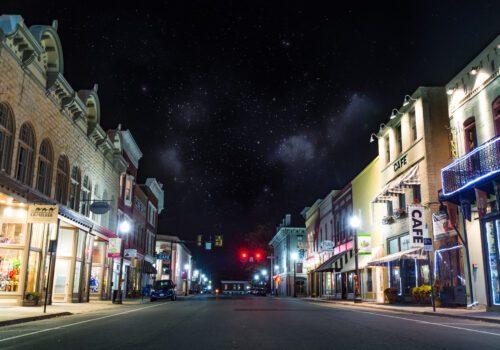 View of Davis Street with Night View of Sky