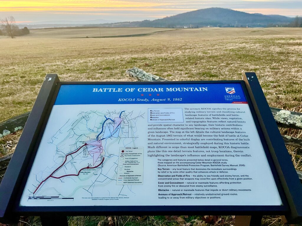 photo of map of Cedar Mountain Battlefield