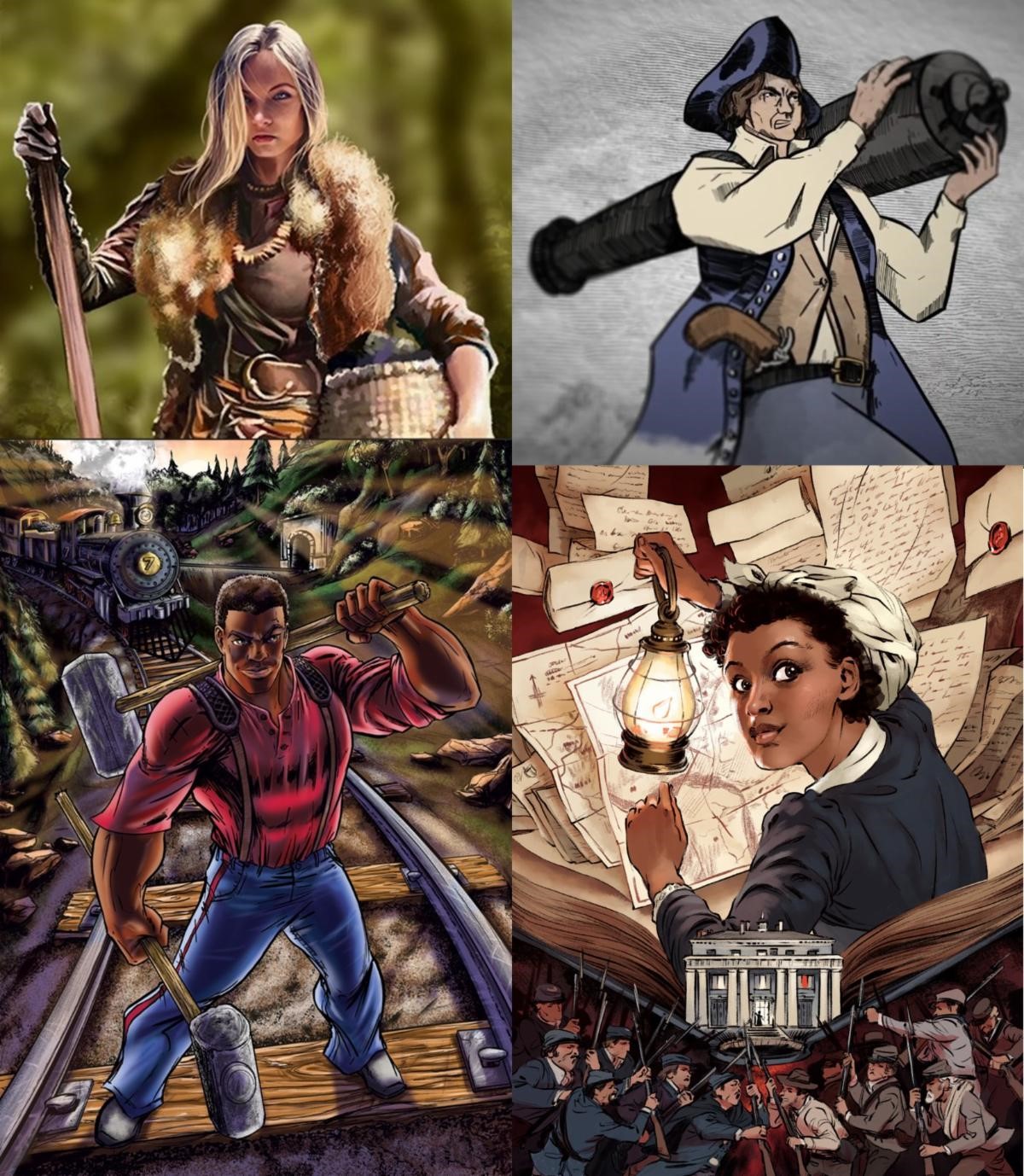 image for four Virginia heros in cartoon form