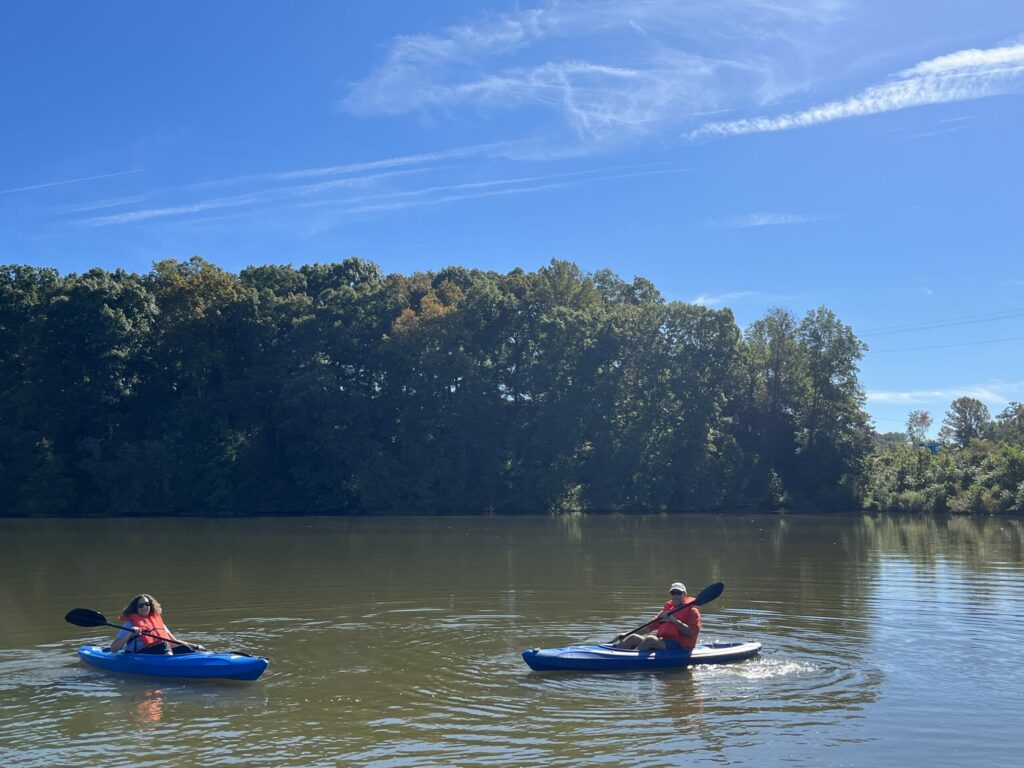 two kayakers in the water