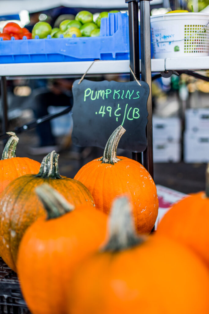 pumpkins on a table